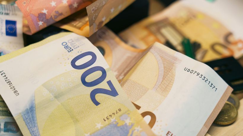 Close-up of assorted euro banknotes symbolizing finance, currency, and budget management