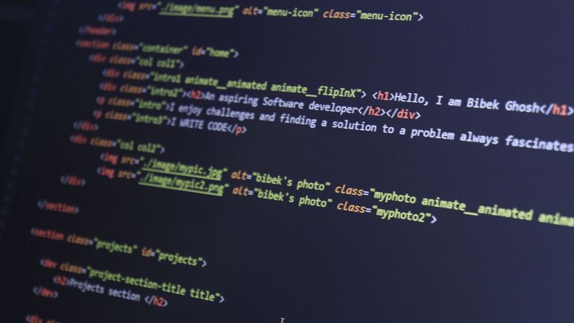 Colorful HTML code displayed on a computer screen for programming projects