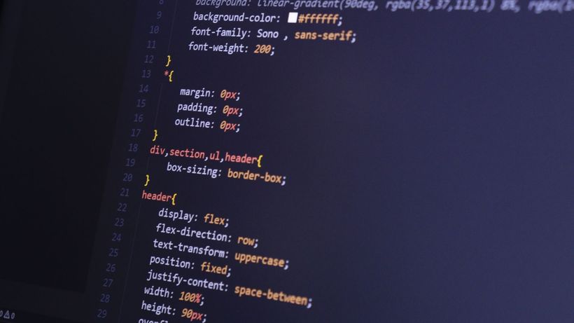 CSS code displayed on a computer screen highlighting programming concepts and technology